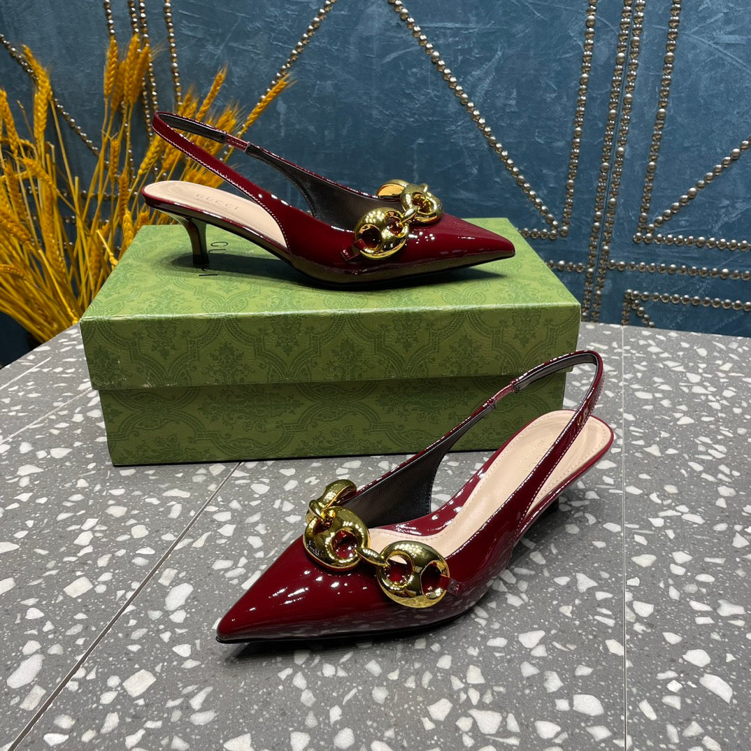 WOMEN'S SLINGBACK 45MM IN GARNET RED CALFSKIN