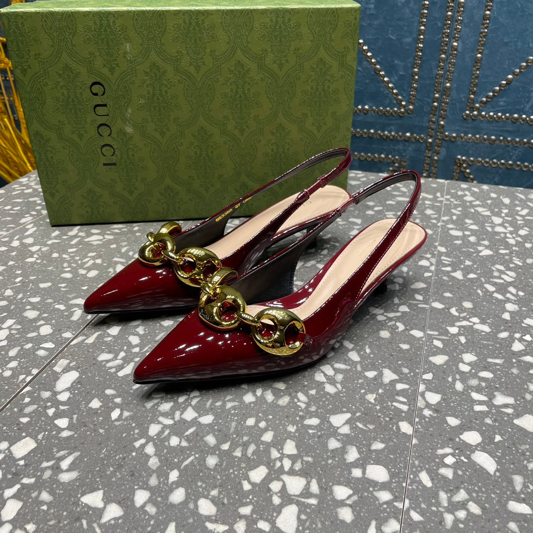 WOMEN'S SLINGBACK 45MM IN GARNET RED CALFSKIN