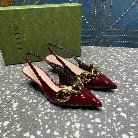 WOMEN'S SLINGBACK 45MM IN GARNET RED CALFSKIN