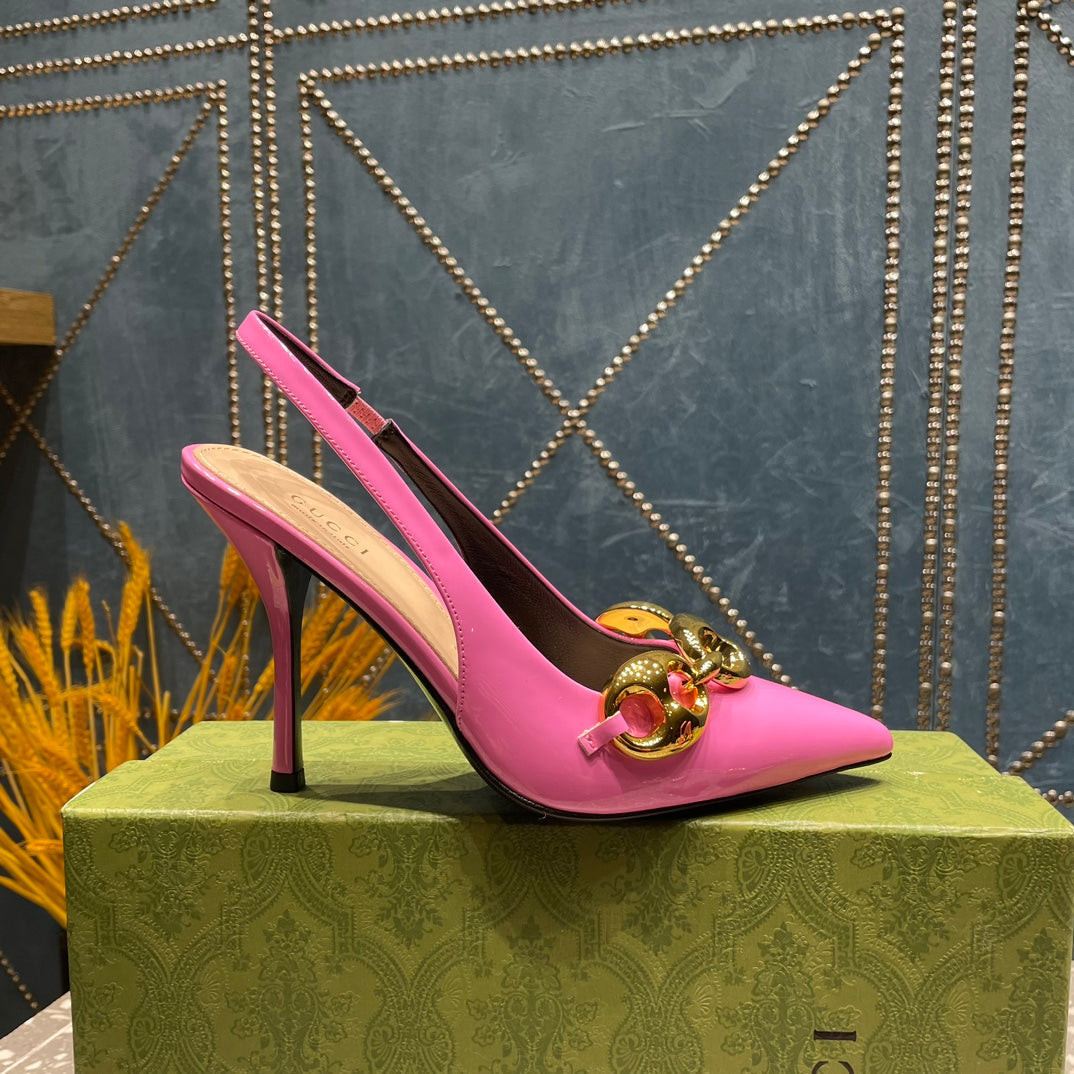 WOMEN'S SLINGBACK 10.5 CM IN FUSCIA PINK CALFSKIN