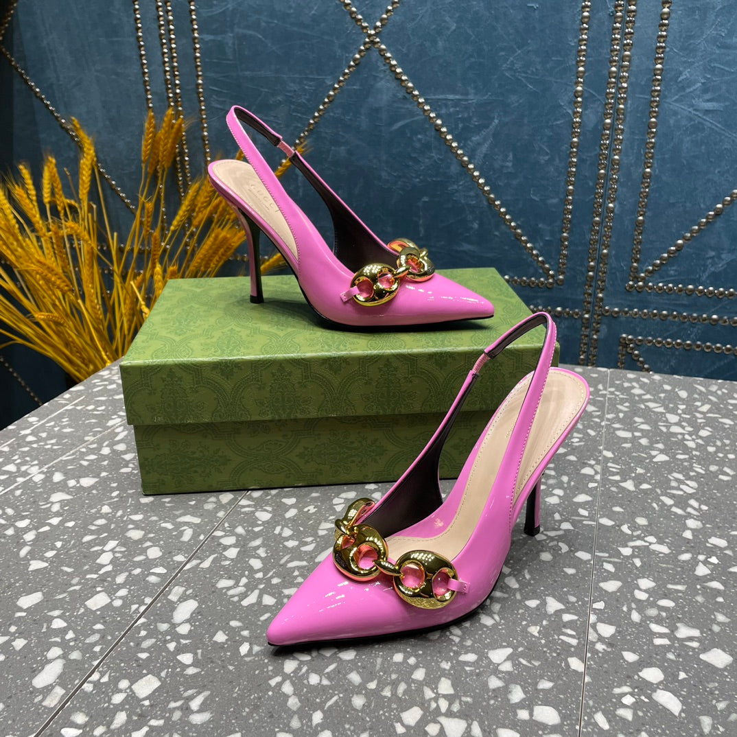 WOMEN'S SLINGBACK 10.5 CM IN FUSCIA PINK CALFSKIN