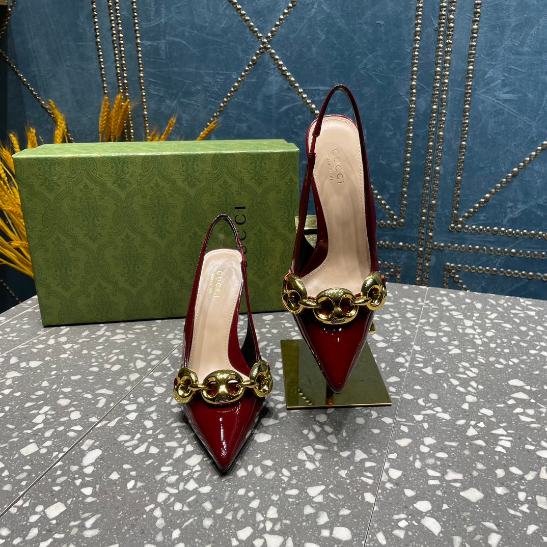 WOMEN'S SLINGBACK 45MM IN DARK RED CALFSKIN