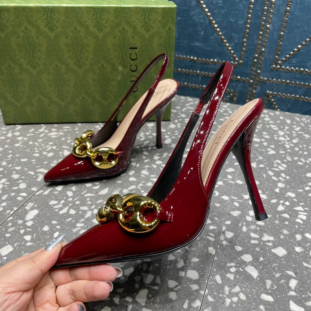 WOMEN'S SLINGBACK 45MM IN DARK RED CALFSKIN