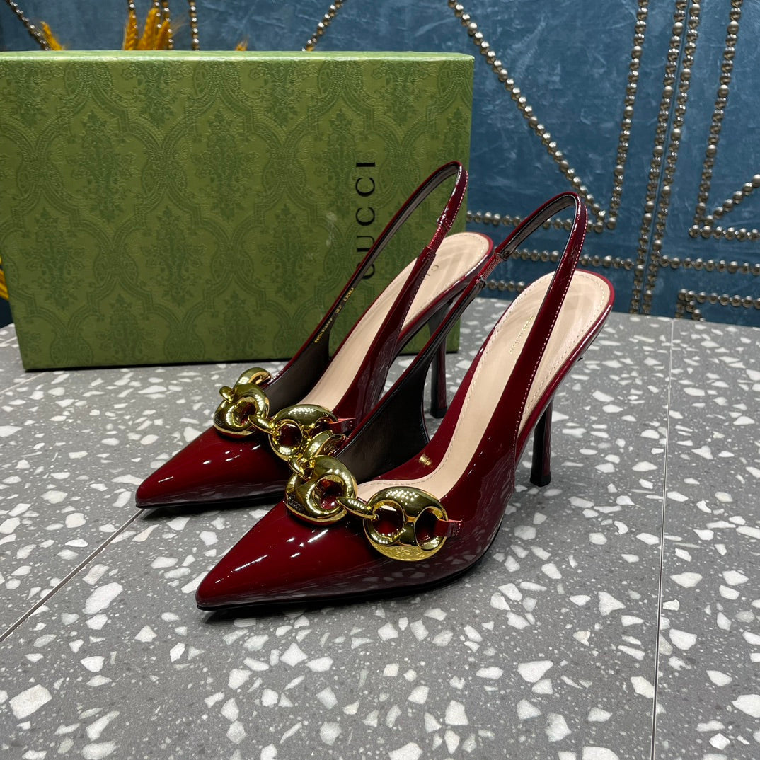 WOMEN'S SLINGBACK 45MM IN DARK RED CALFSKIN