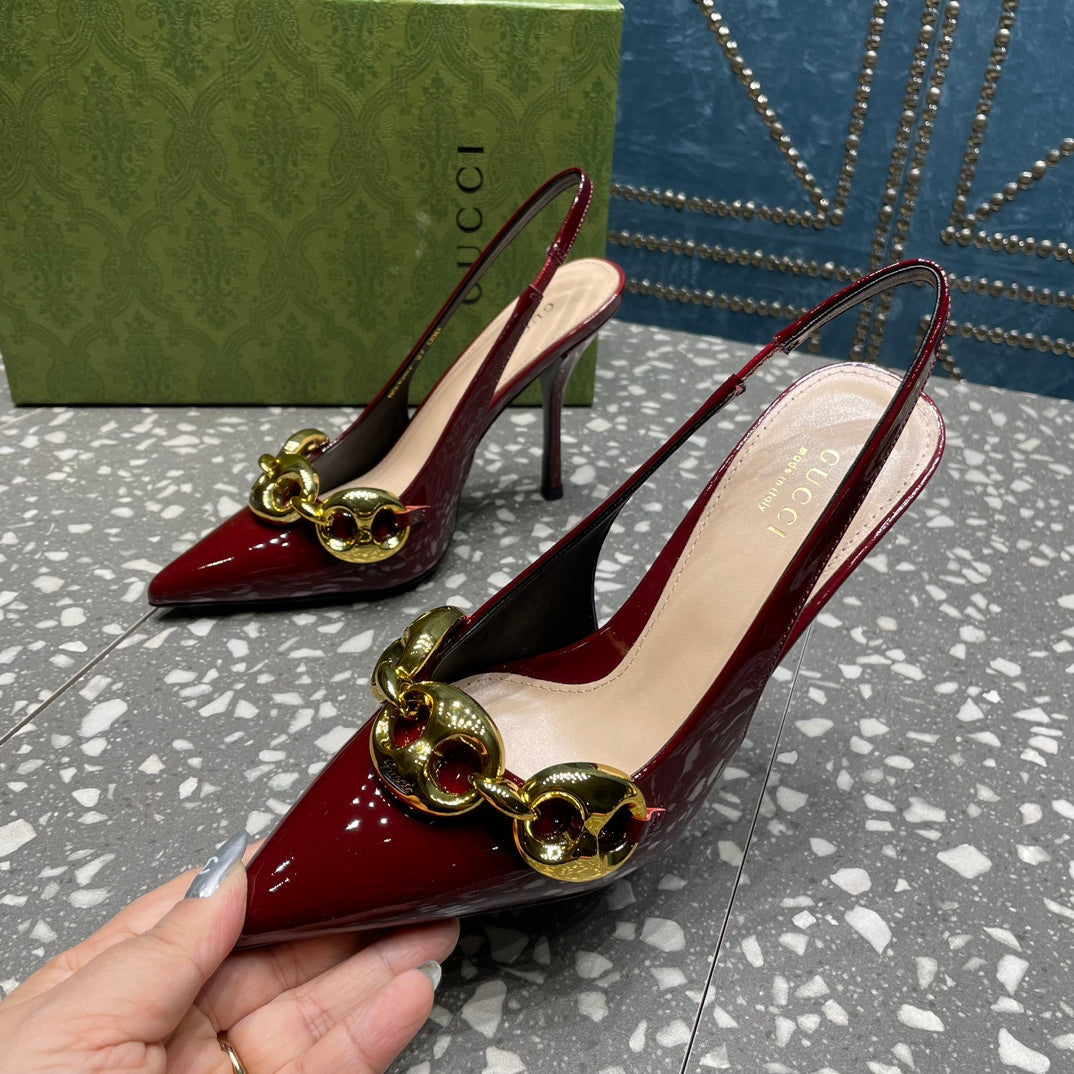 WOMEN'S SLINGBACK 45MM IN DARK RED CALFSKIN