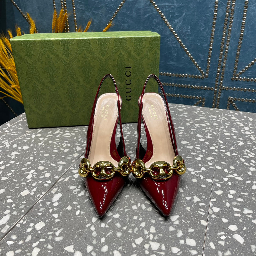 WOMEN'S SLINGBACK 45MM IN DARK RED CALFSKIN