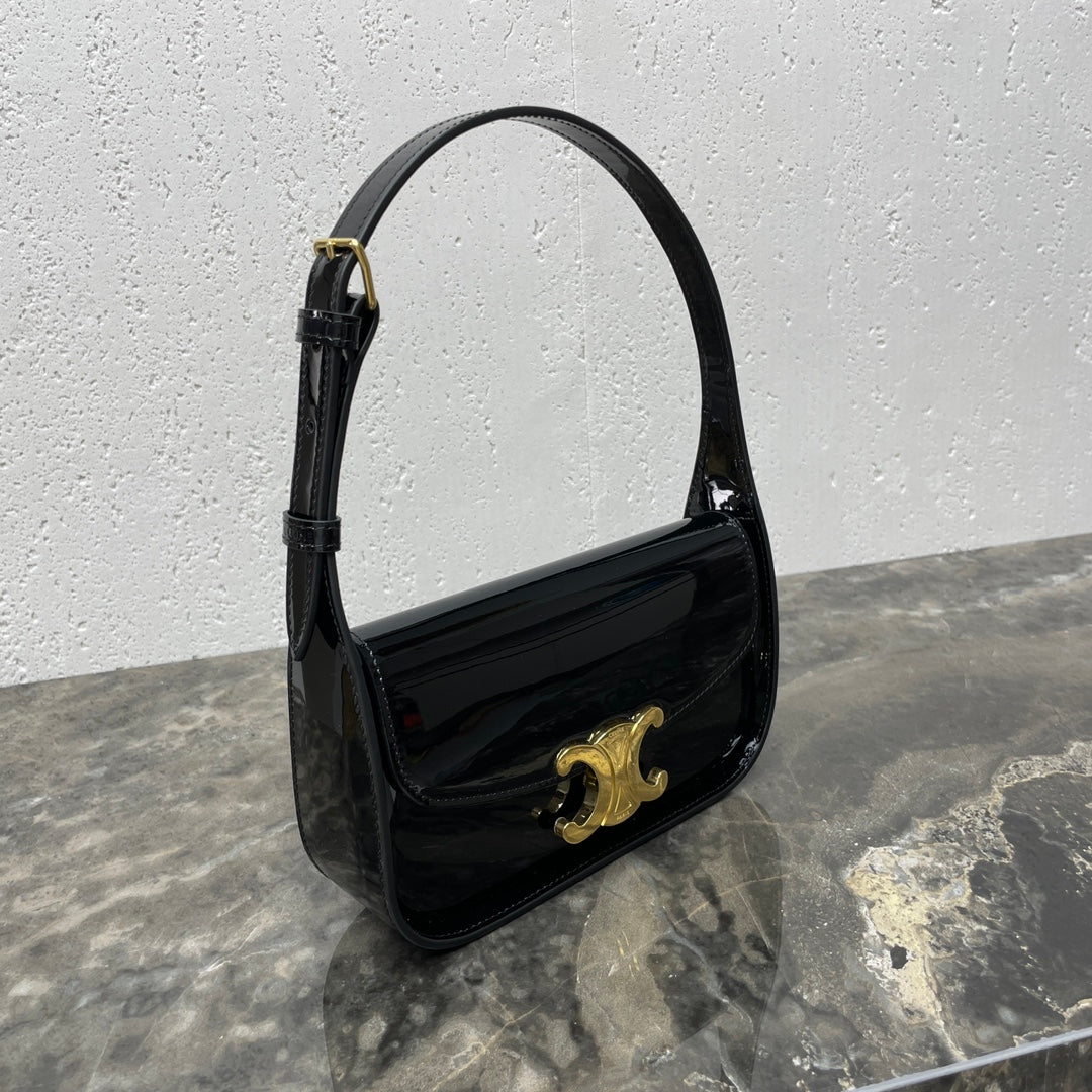 SHOULDER 20 BAG TERENCE IN BLACK PATENT CALFSKIN