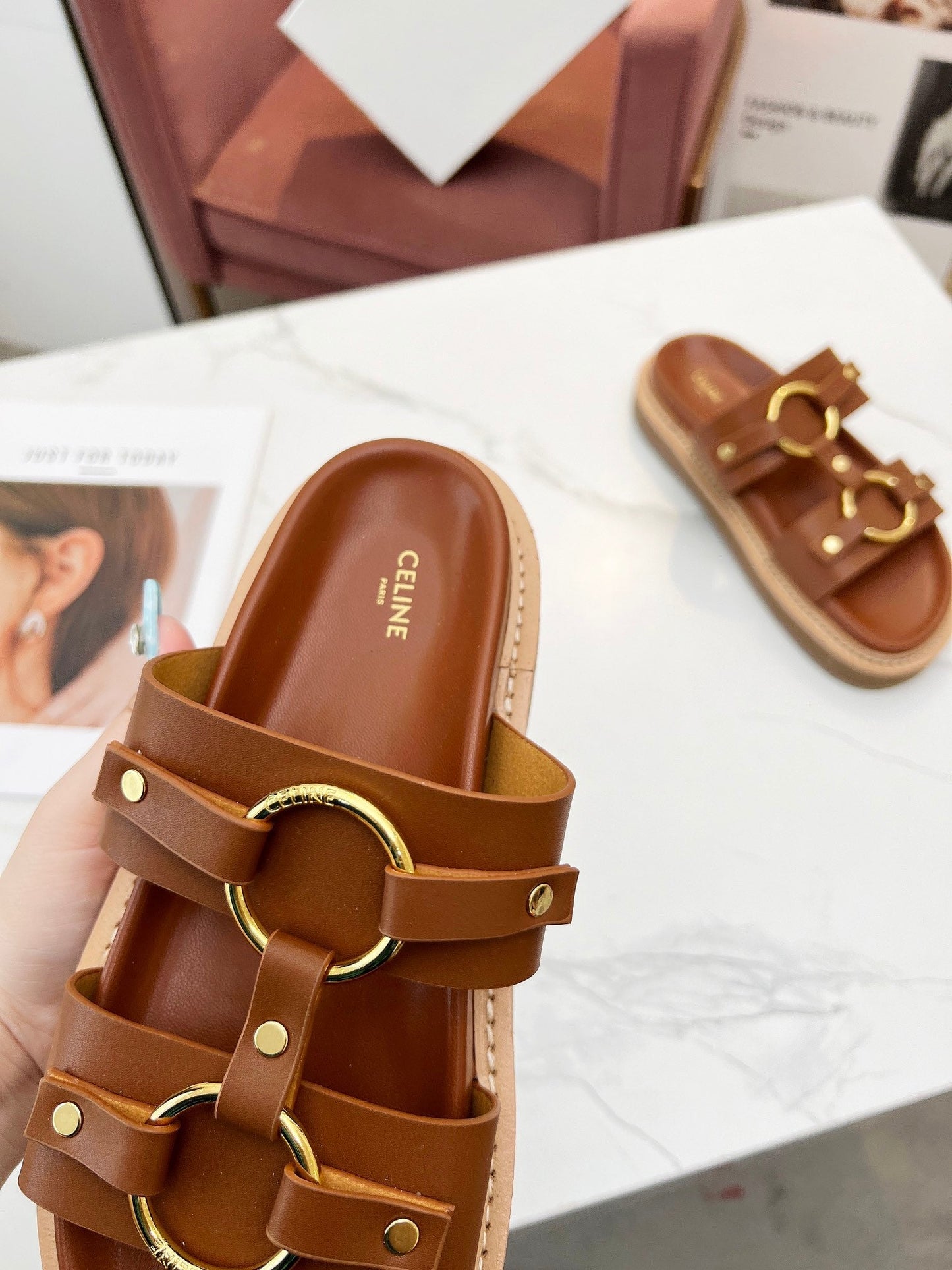 TIPPI SANDAL IN BRONZE BROWN CALFSKIN