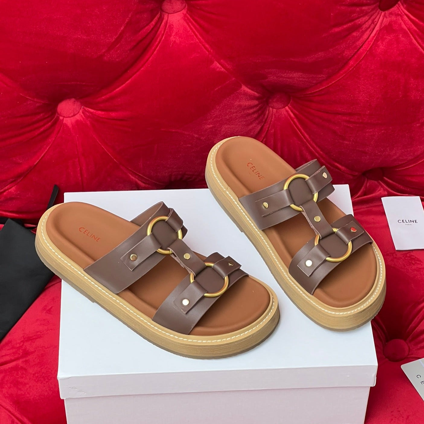 Sandal Flat Chocolate Brown Canvas