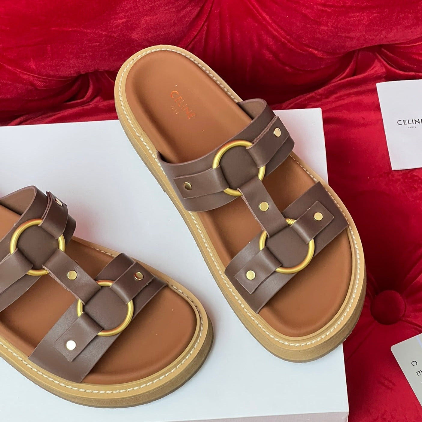 Sandal Flat Chocolate Brown Canvas