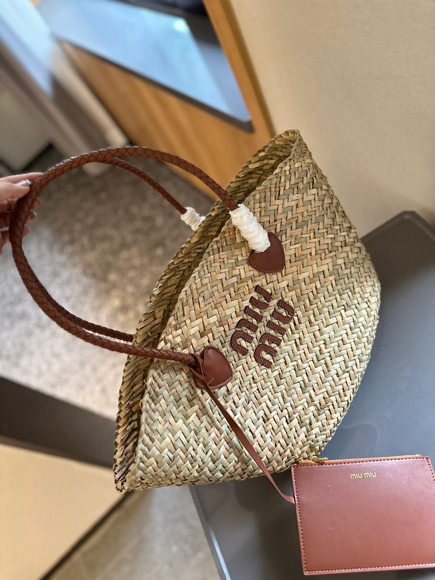 BASKET 28 BAG IN BEIGE STRAW WOVEN