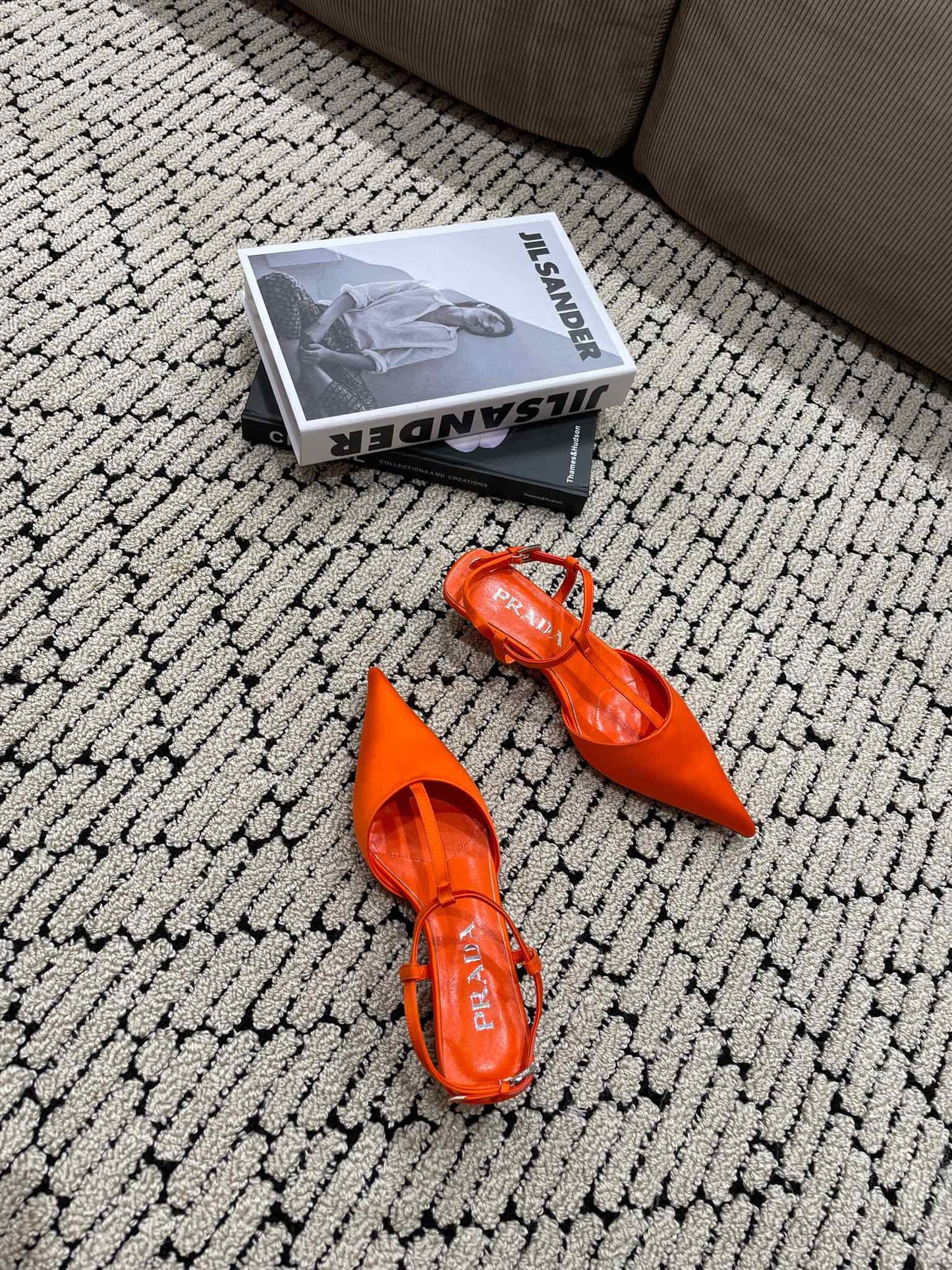 PRA SATIN SLINGBACK PUMPS BRIGHT ORANGE