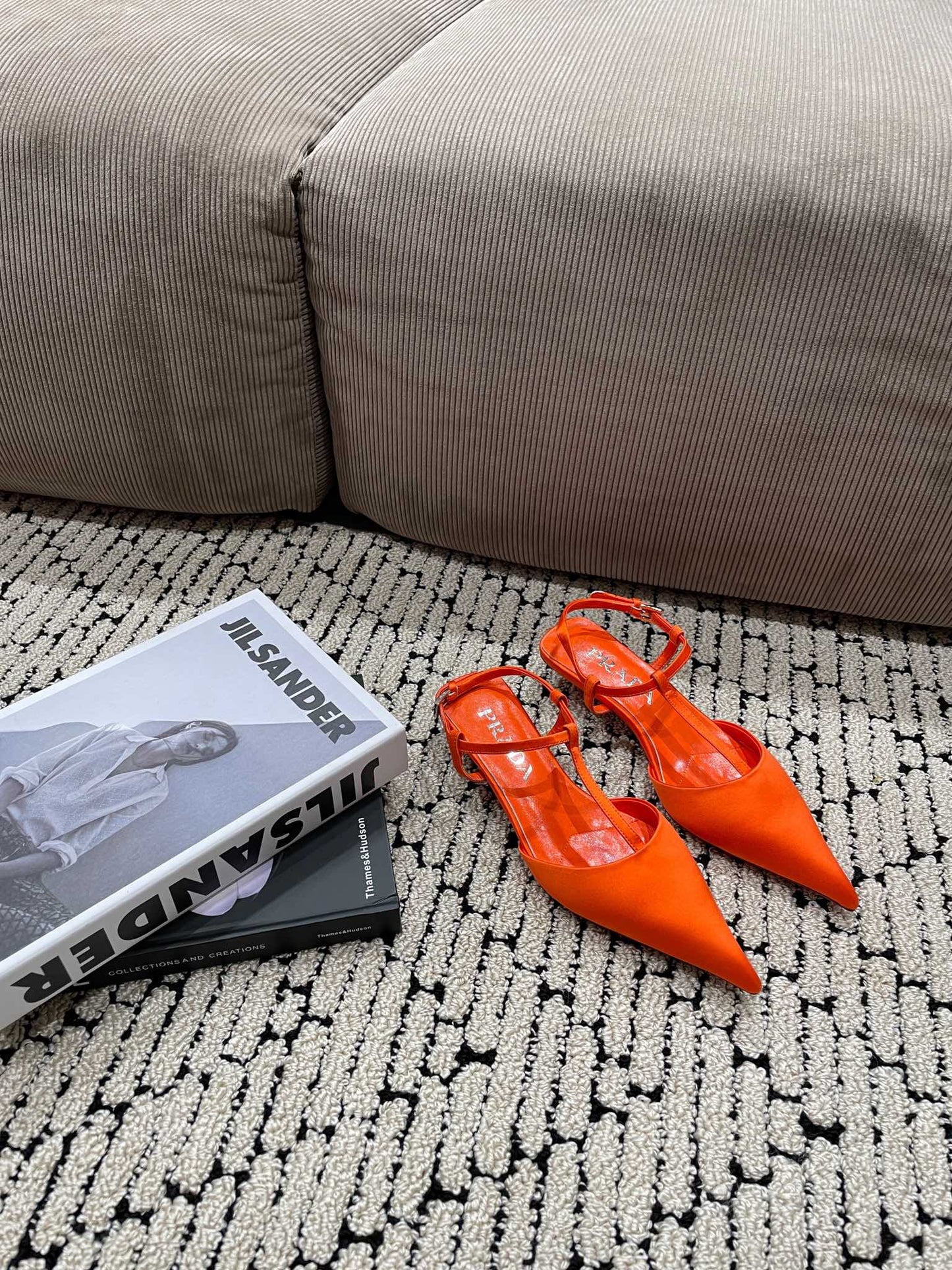 PRA SATIN SLINGBACK PUMPS BRIGHT ORANGE