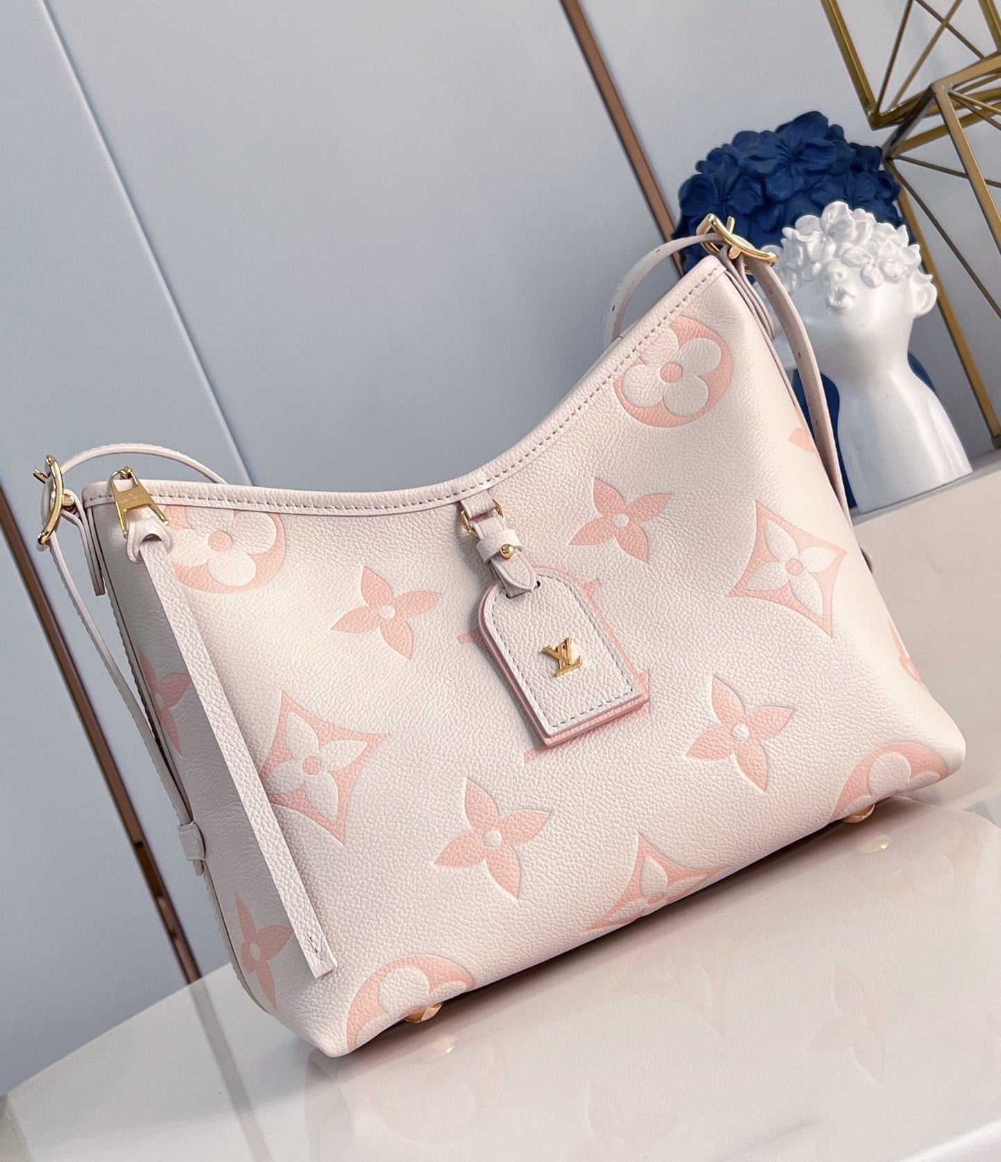 CARRYALL PM 29 LIGHT PINK MONOGRAM GRAINED COWHIDE LEATHER