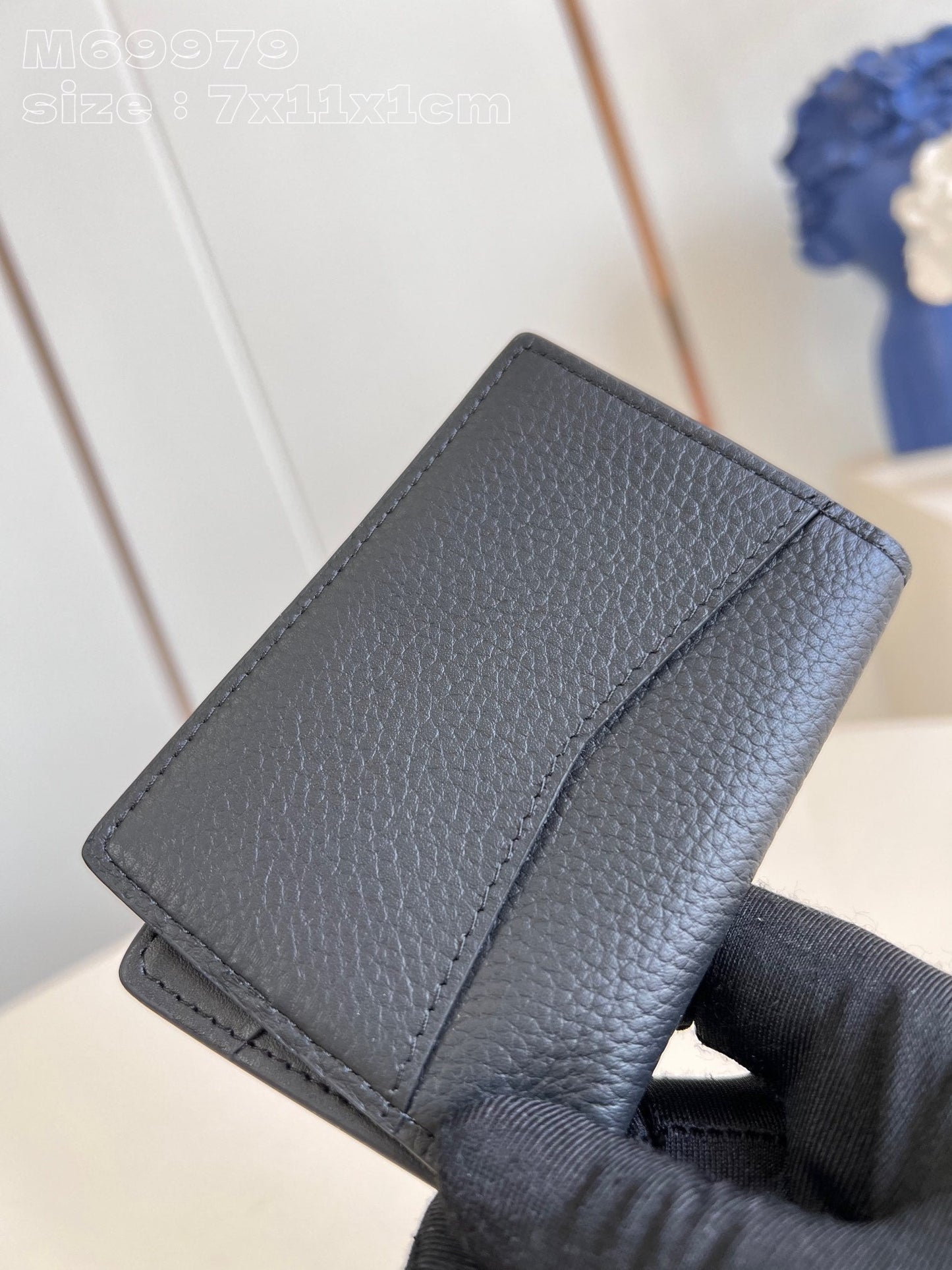 WALLET POCKET ORGANIZER AEROGRAM 11CM BLACK CALFSKIN