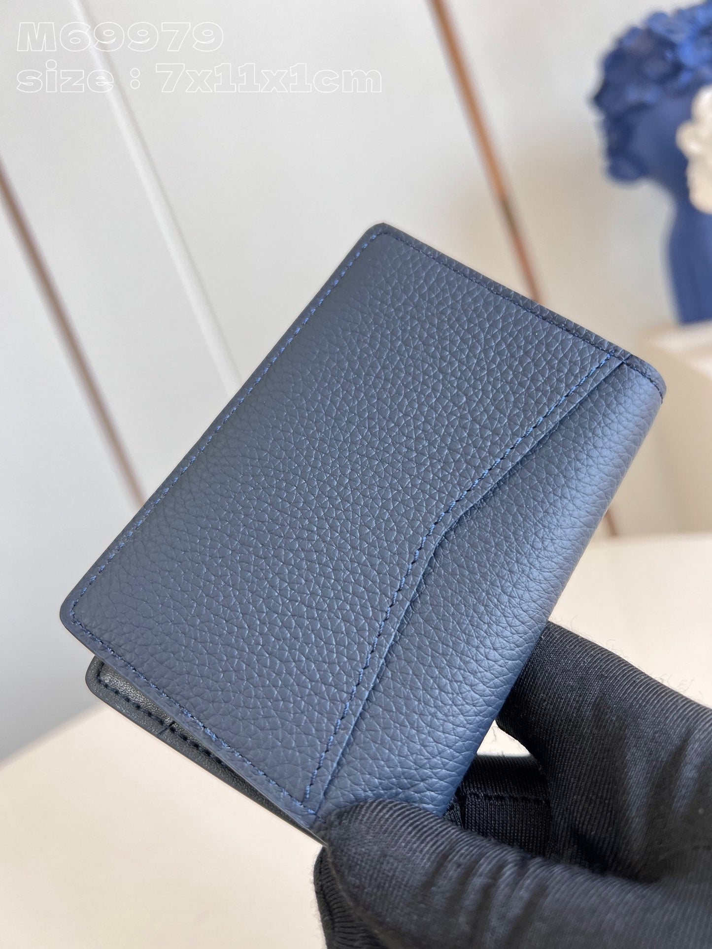 WALLET POCKET ORGANIZER AEROGRAM 11CM BLUE CALFSKIN