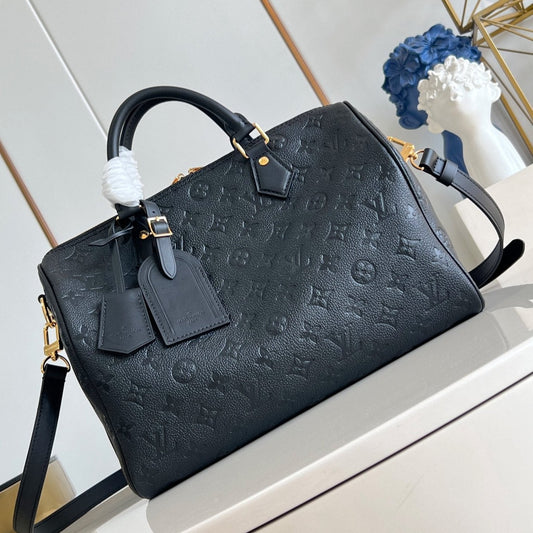 Speedy Soft 30 Black Monogram Empreinte Cowhide Leather