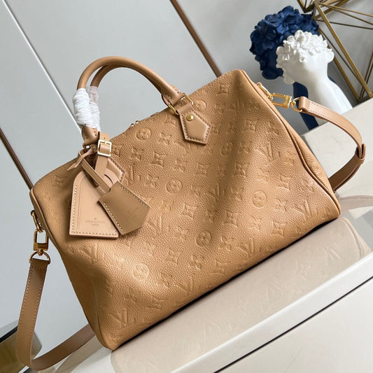 Speedy Soft 30 Arizona Beige Monogram Empreinte Cowhide Leather