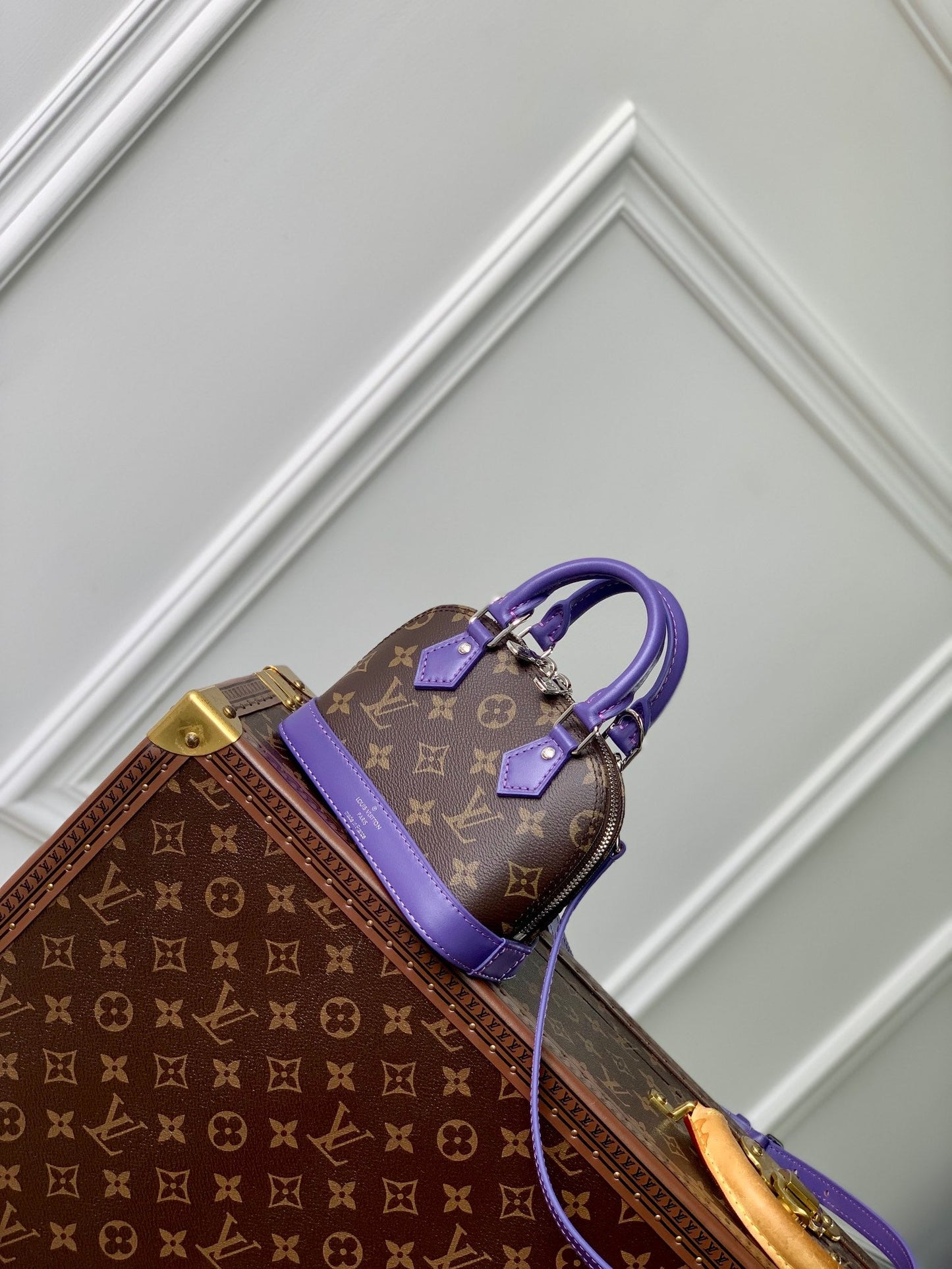 alma nano 18 monogram canvas purple calfskin