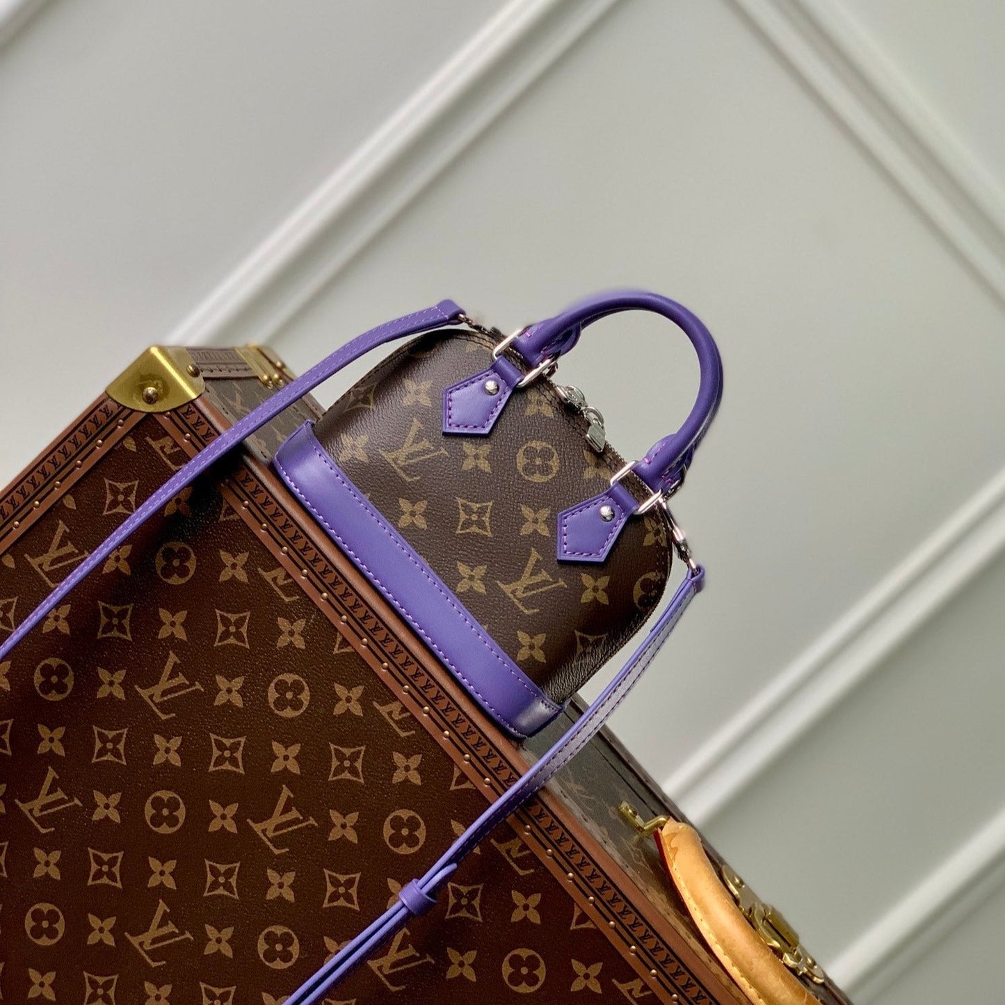 alma nano 18 monogram canvas purple calfskin