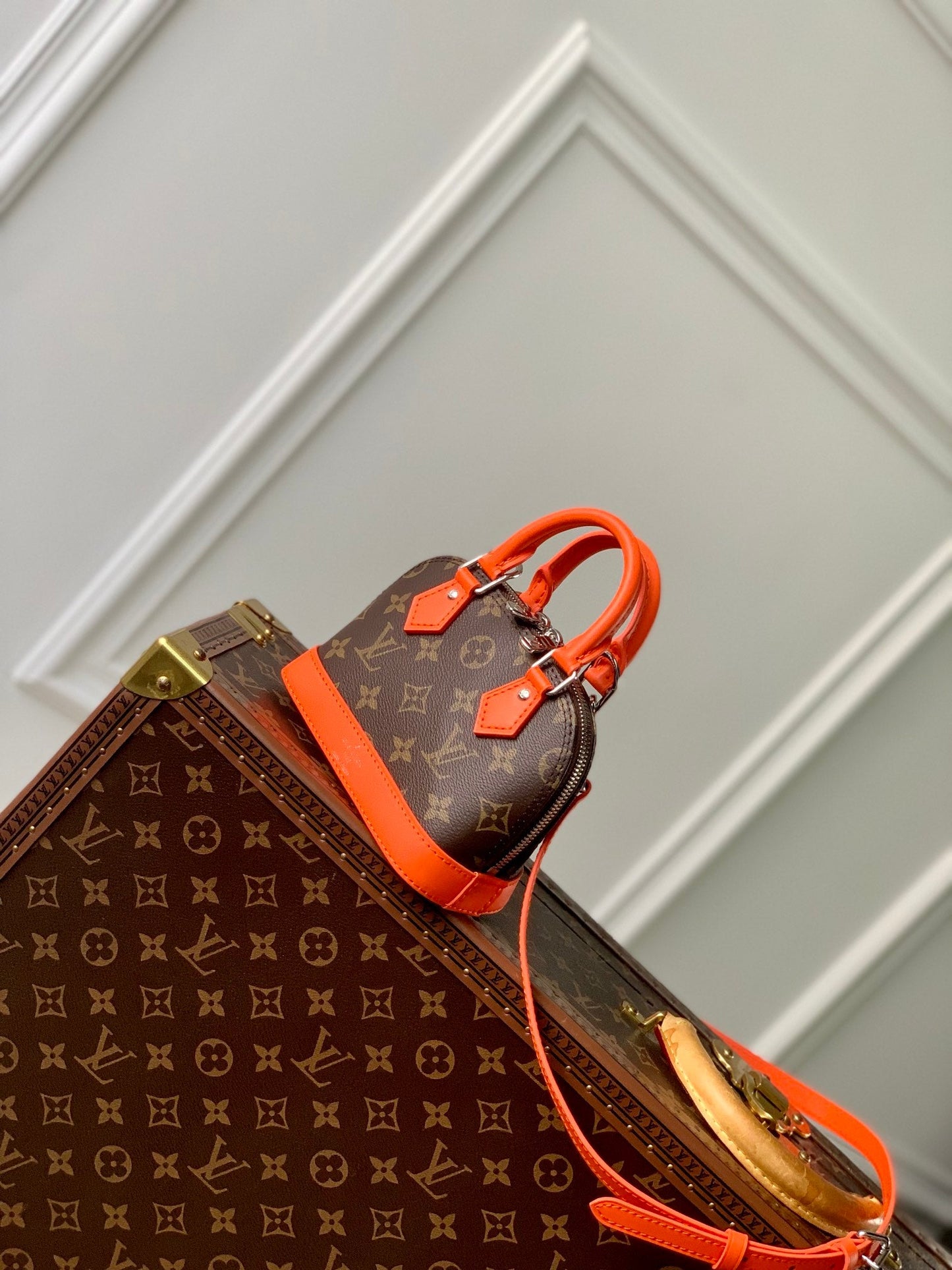 alma nano 18 monogram canvas orange calfskin