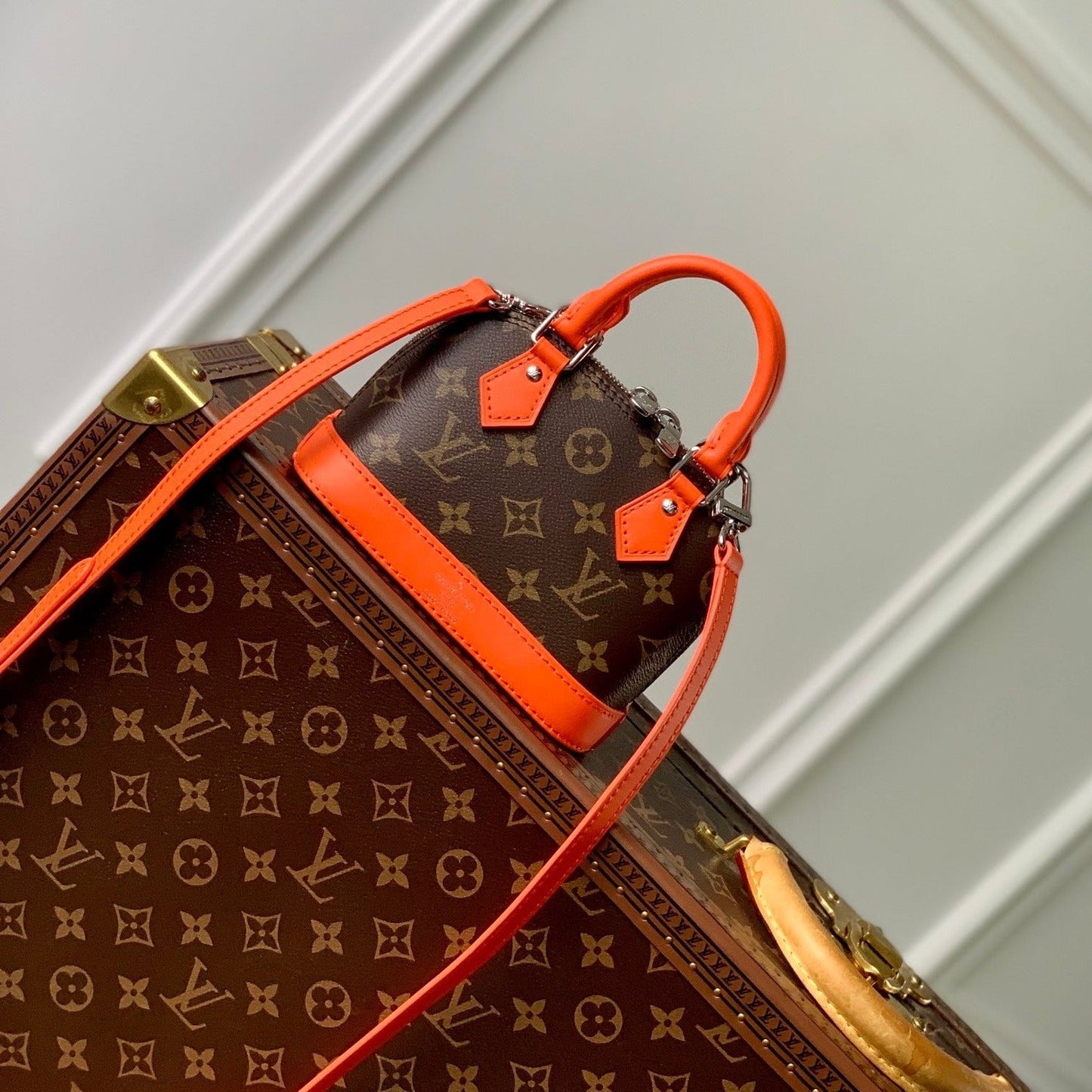 alma nano 18 monogram canvas orange calfskin