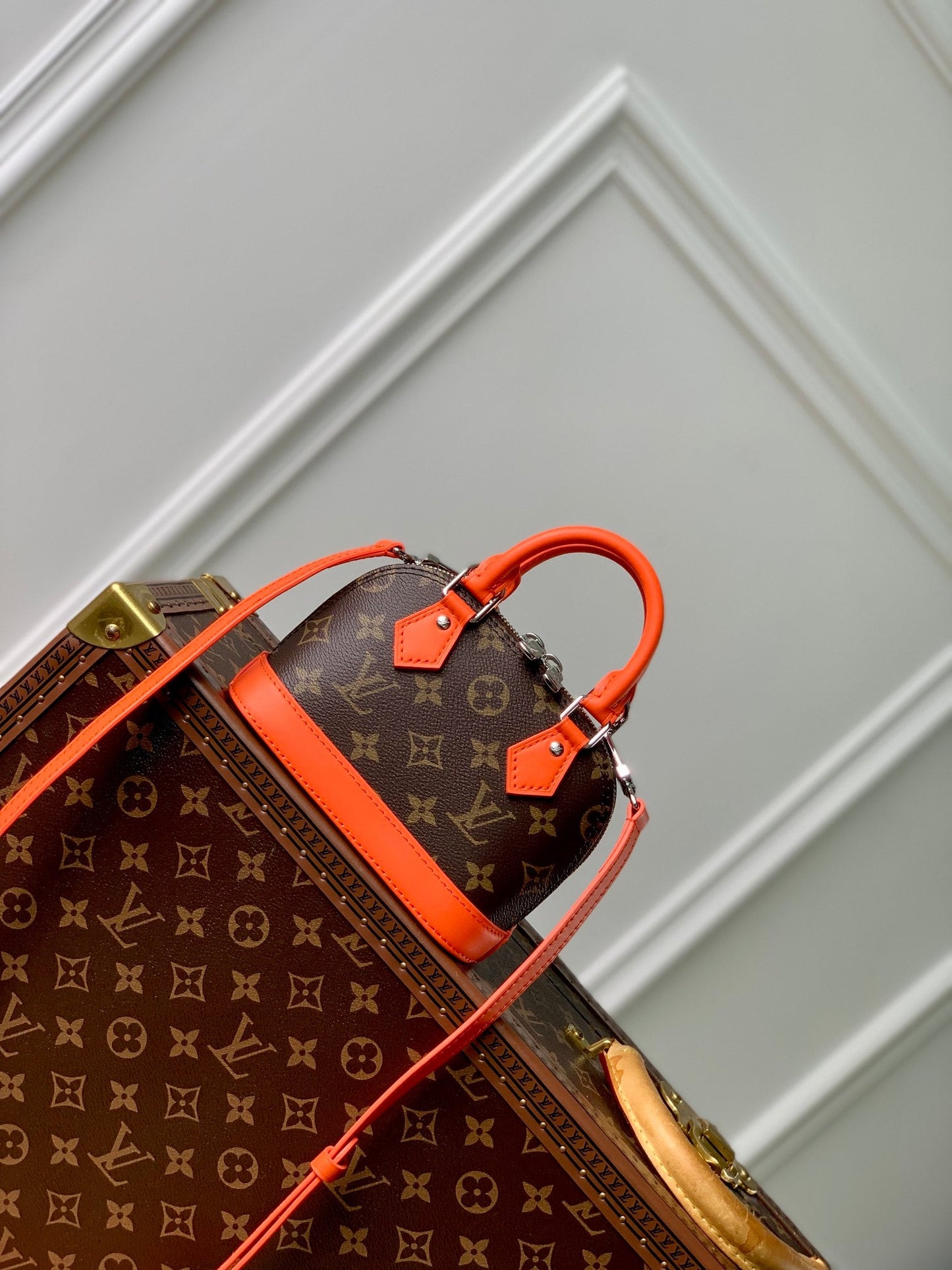 alma nano 18 monogram canvas orange calfskin