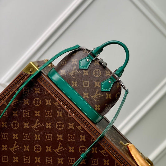 alma nano 18 monogram canvas dark green calfskin