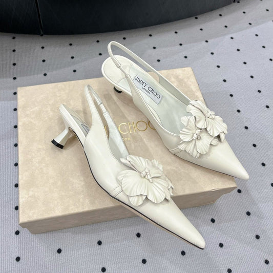 Jimmy Slingback Pumps In Ivory White Lambskin 591621