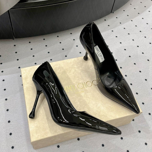 Jimmy Ixia 95 Pumps In Black Glossy Cowhide 591598