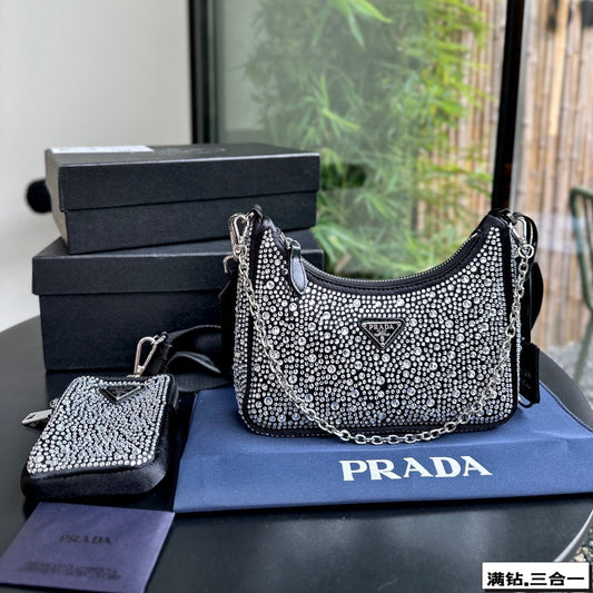 PRA 22 SATIN MINI-BAG WITH FULLY RHINSTONES