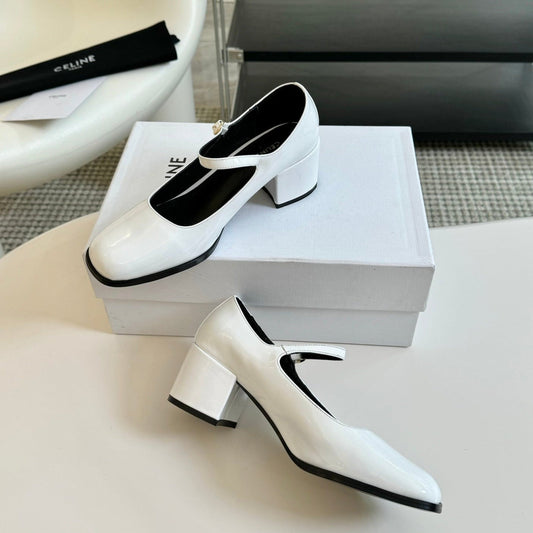 WOMEN'S HIGH HEELS WITH ROUND TOE WHITE SPECIFIC COWHIDE