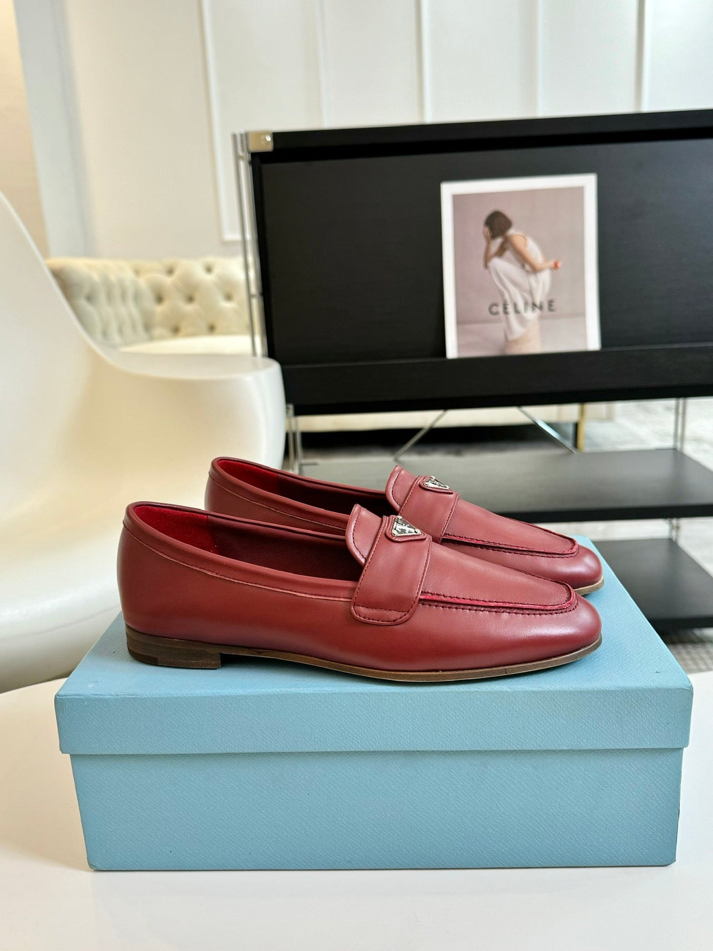 PRA LOAFERS CHERRY CALFSKIN