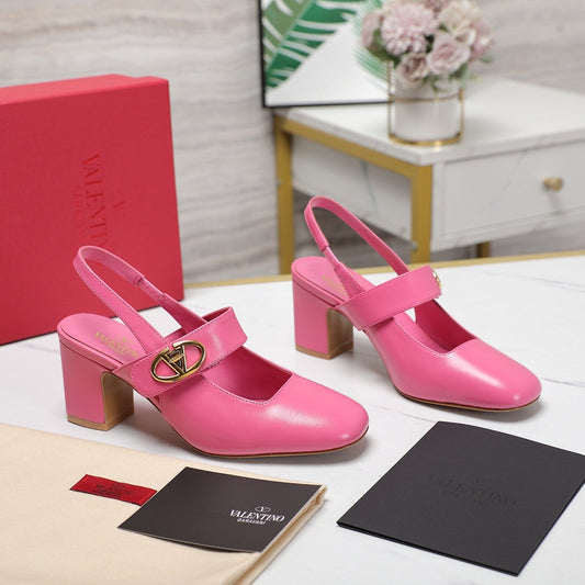 The Bold Edition Vlogo Slingback 65 Deep Mouth Half Drag Heels Pink Calfskin