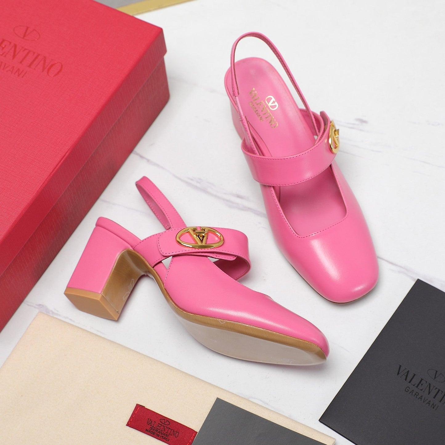 The Bold Edition Vlogo Slingback 65 Deep Mouth Half Drag Heels Pink Calfskin