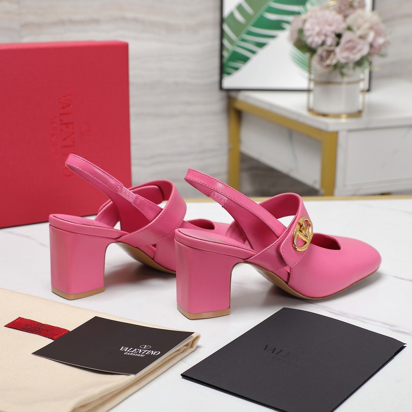 The Bold Edition Vlogo Slingback 65 Deep Mouth Half Drag Heels Pink Calfskin