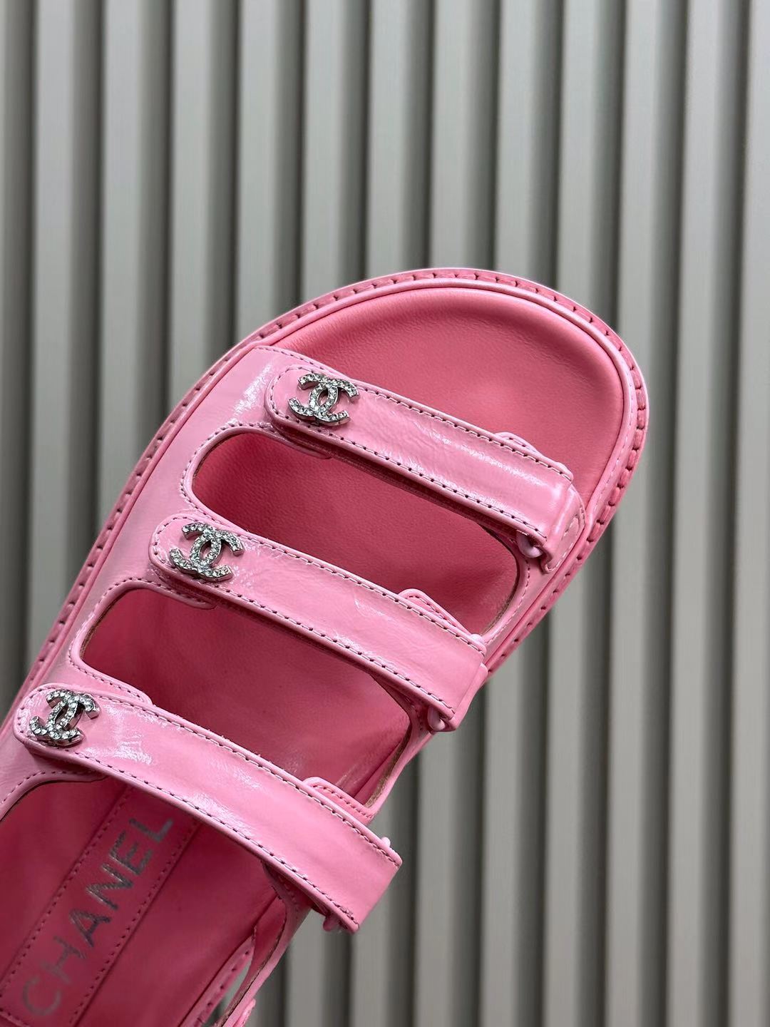 CC DAD SANDALS THREE STRAP LIGHT PINK LAMBSKIN