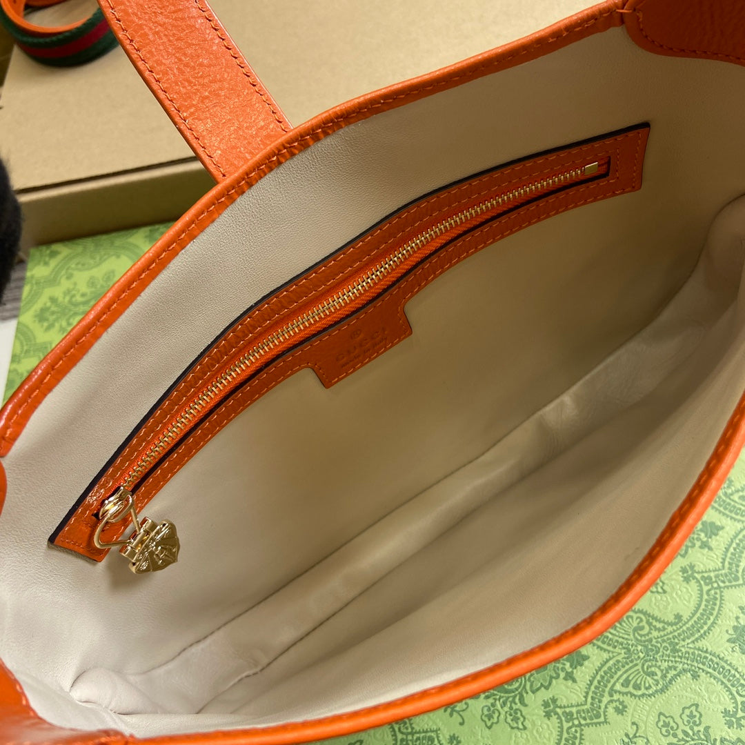 JACKIE SMALL SHOULDER BAG 27 IN ORANGE CRACKED LACQUER CALFSKIN GOLD HARDWARE