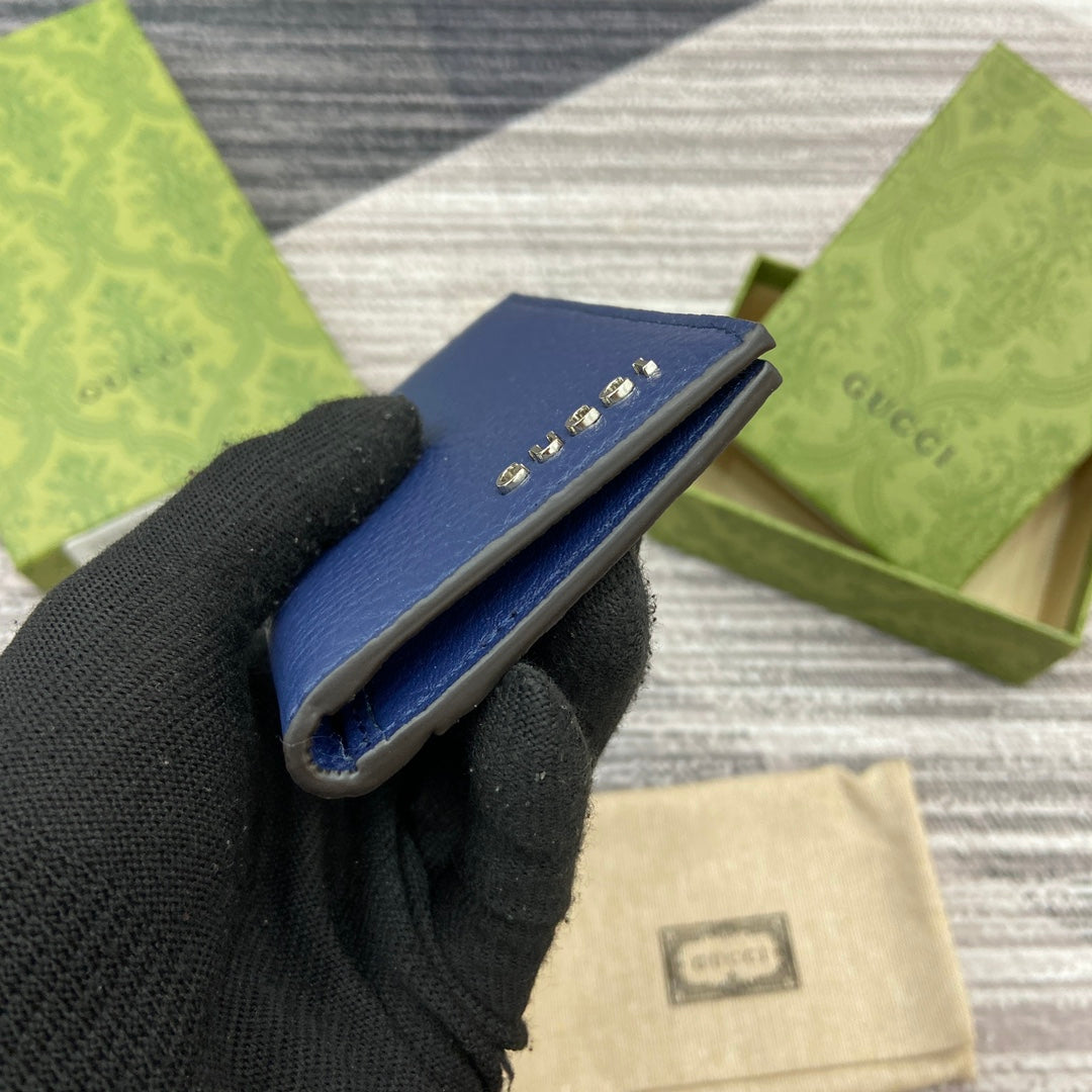 LONG CARD HOLDER 12 IN CLASSIC BLUE CALFSKIN