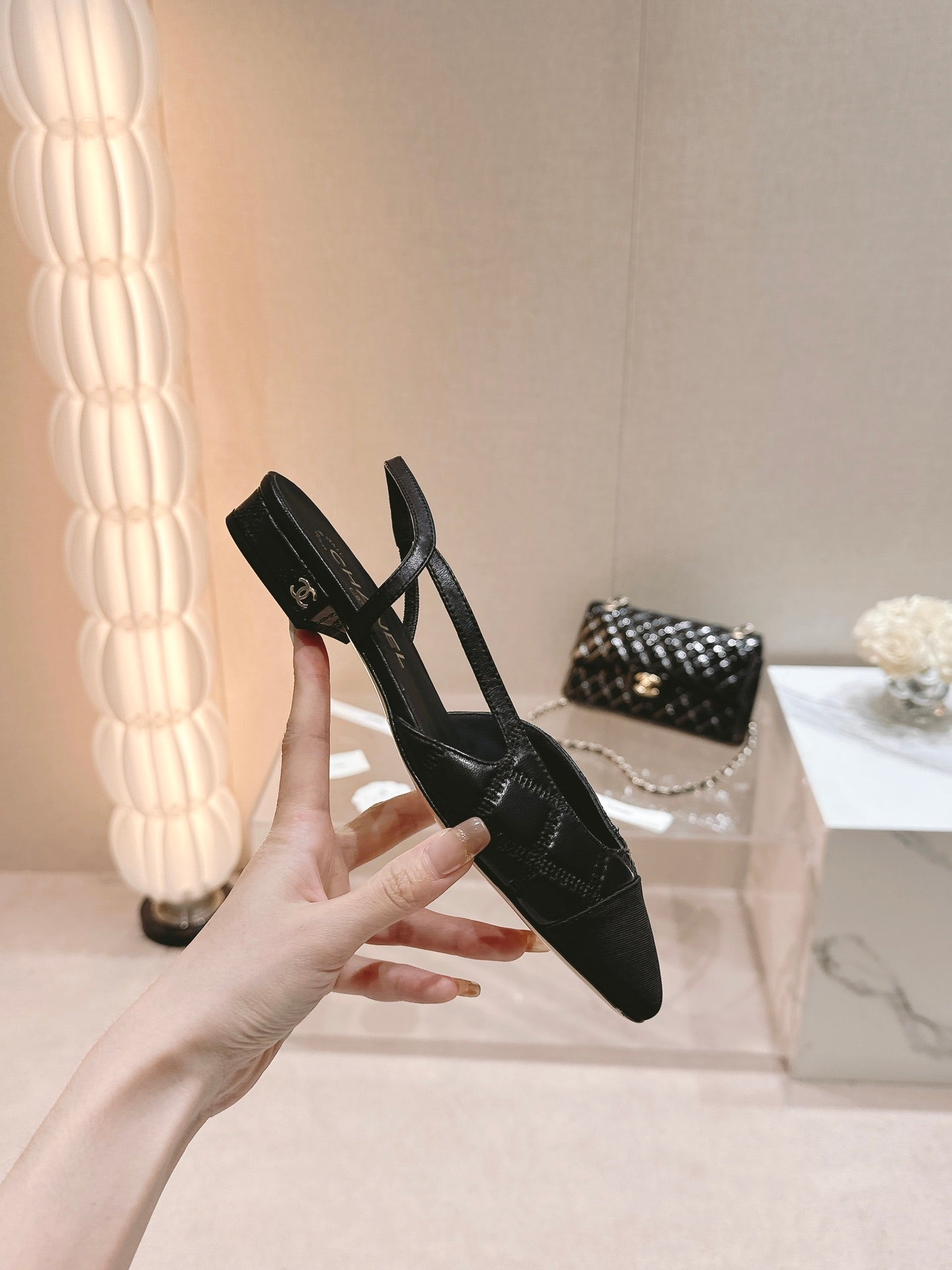 cc slingbacks 15 black lambskin embroidery grosgrain