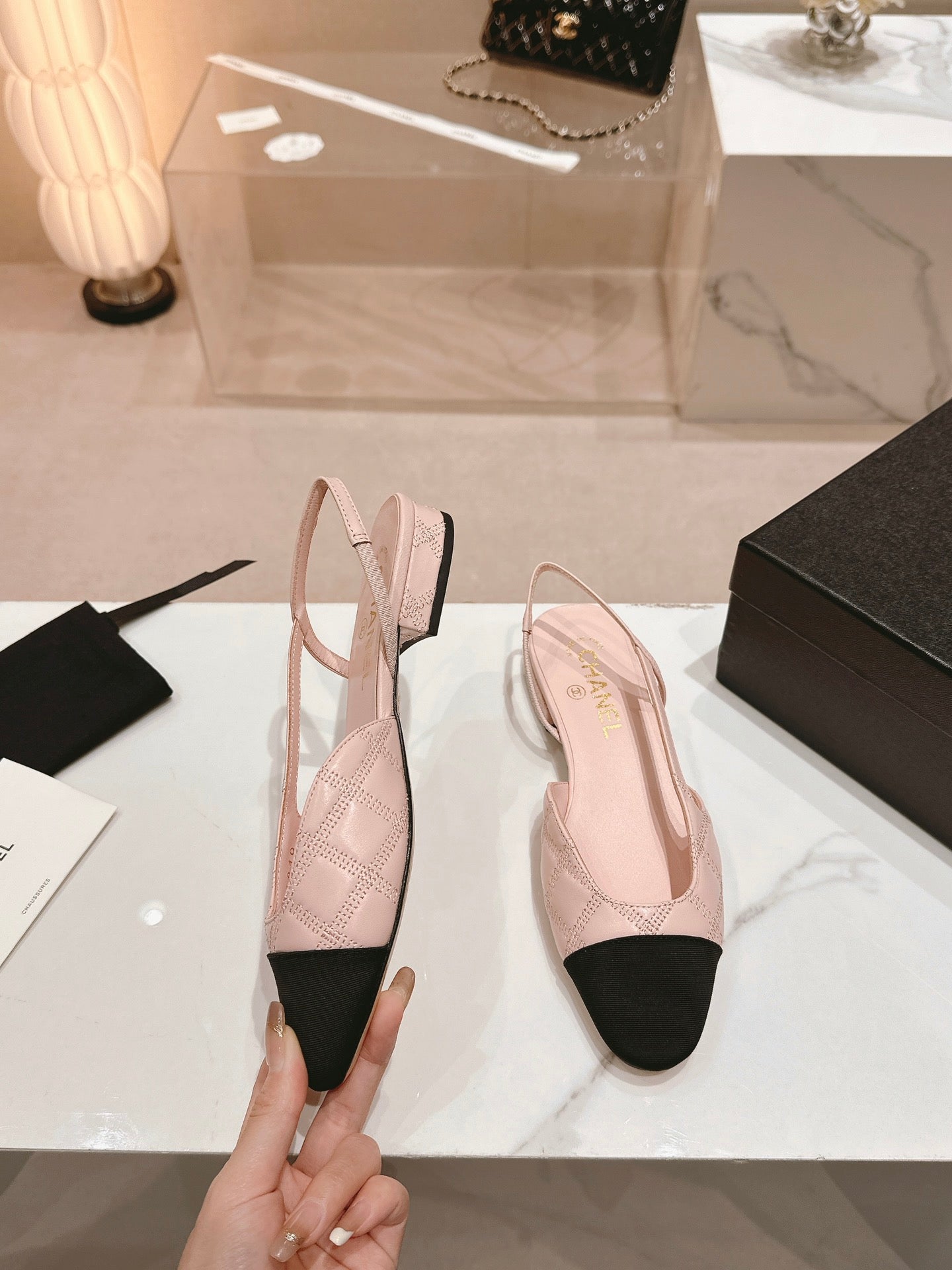 cc slingbacks 15 pink lambskin embroidery grosgrain