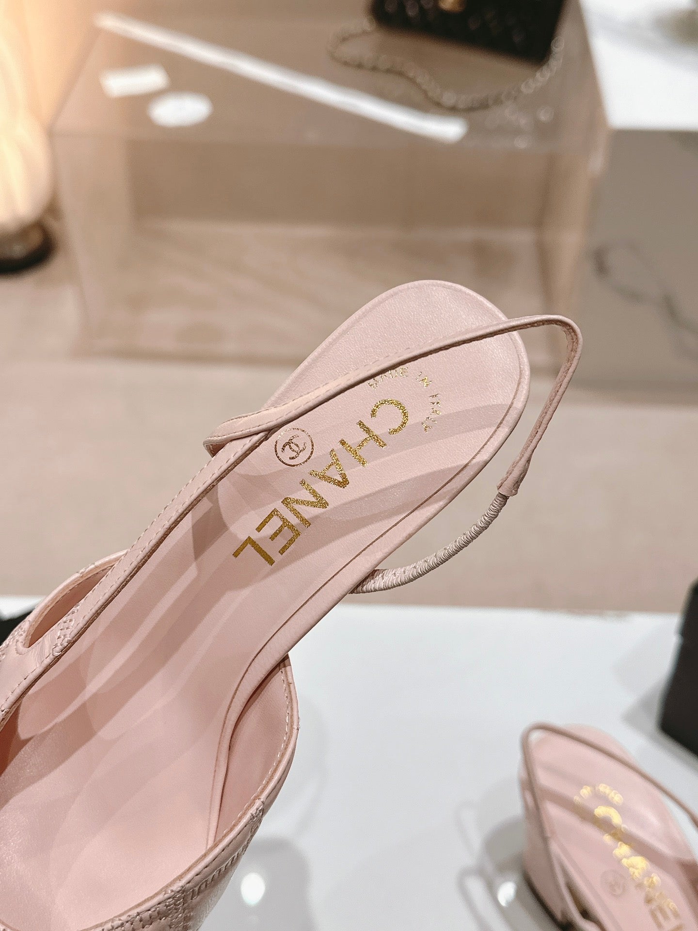 cc slingbacks 55 pink lambskin embroidery grosgrain