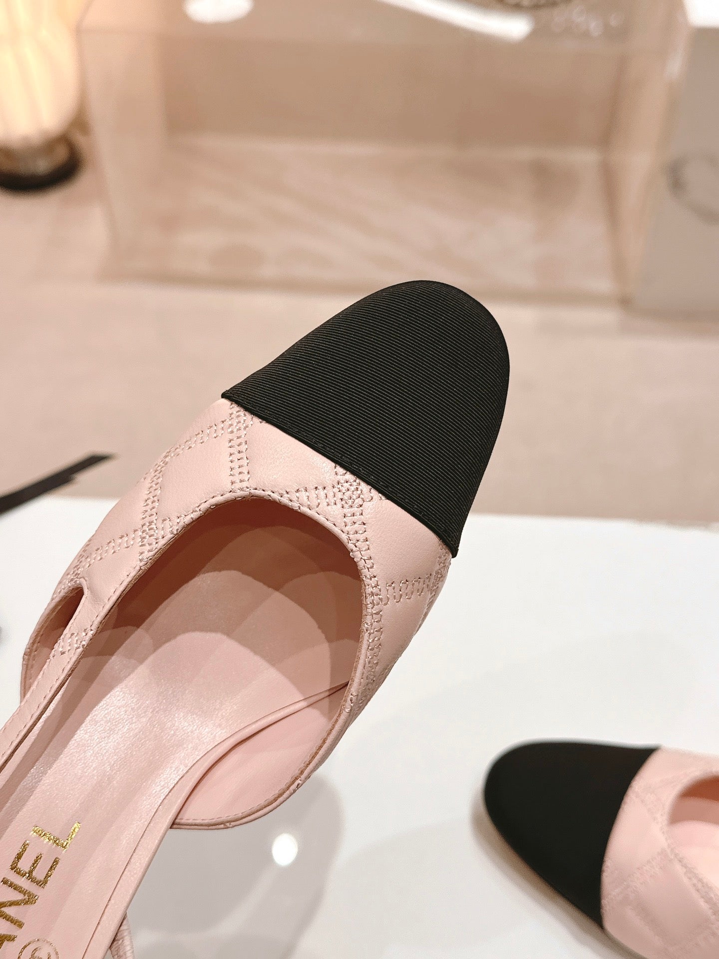 cc slingbacks 55 pink lambskin embroidery grosgrain