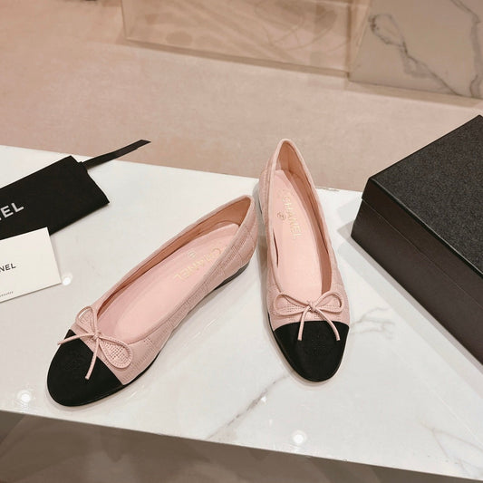 ballet flats pink lambskin embroidery grosgrain