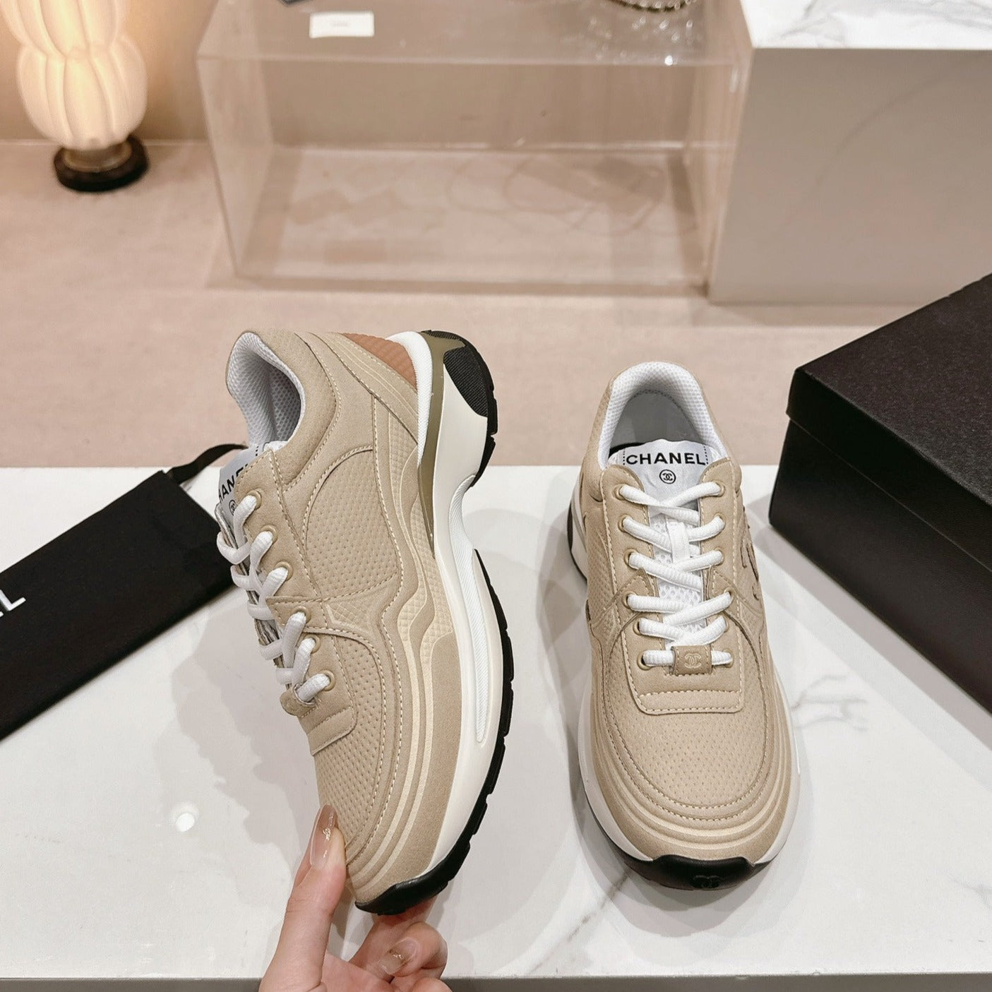 Women's Beige Cream Sneaker Breathable mesh