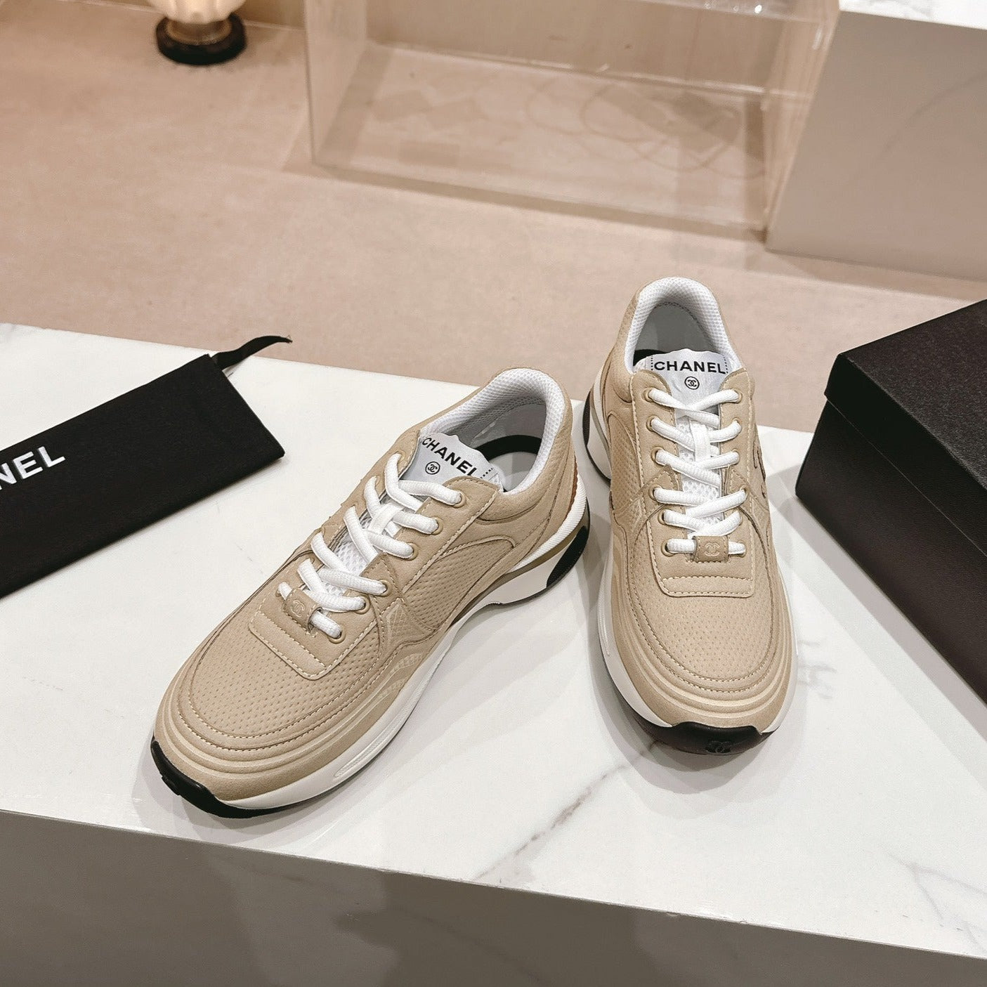 Women's Beige Cream Sneaker Breathable mesh