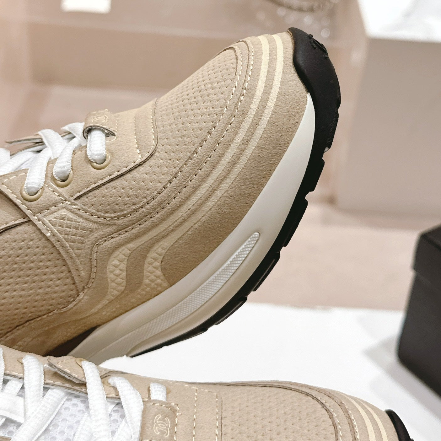 Women's Beige Cream Sneaker Breathable mesh