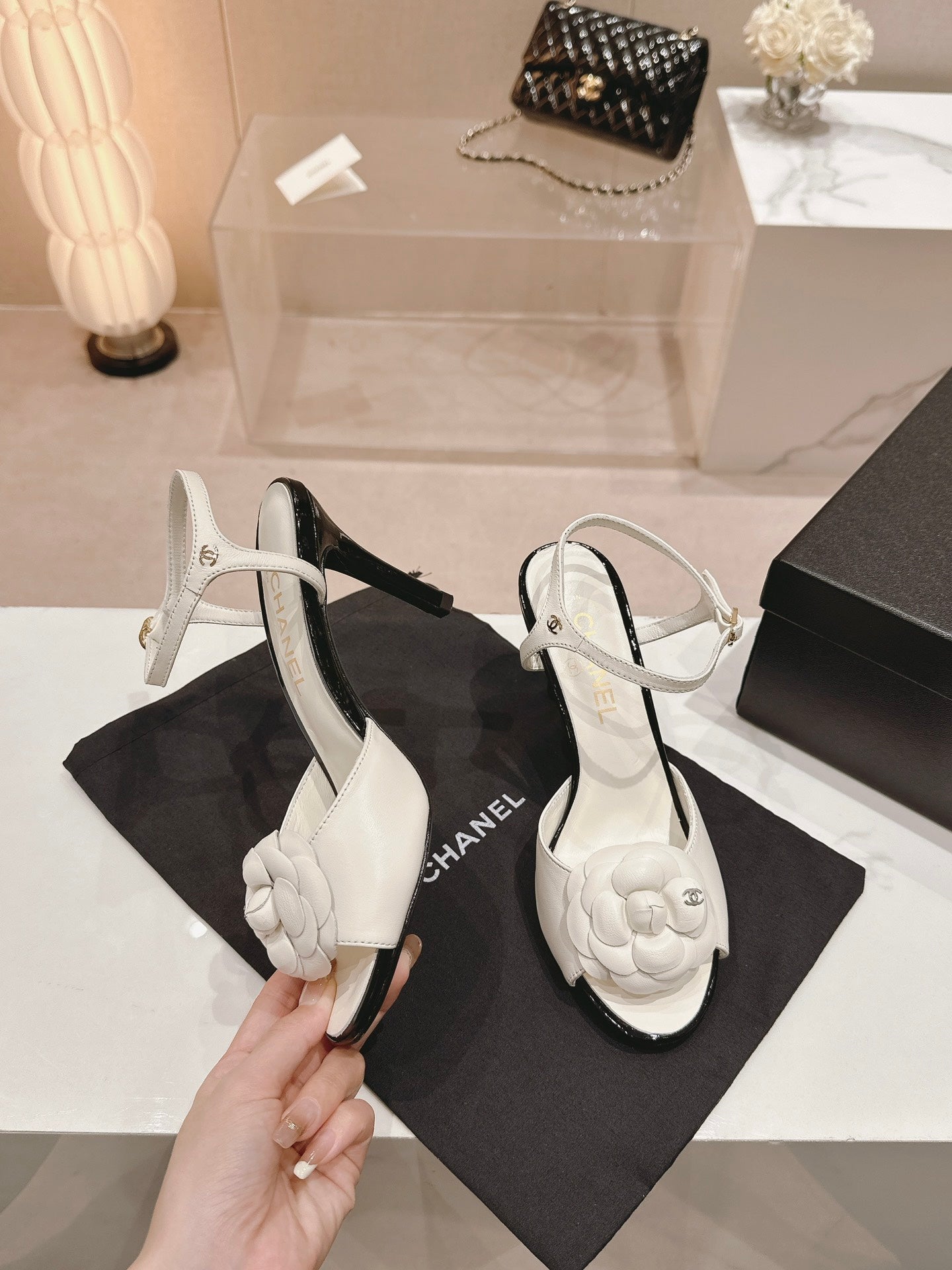 cc slingbacks sandal flower 85 white calfskin