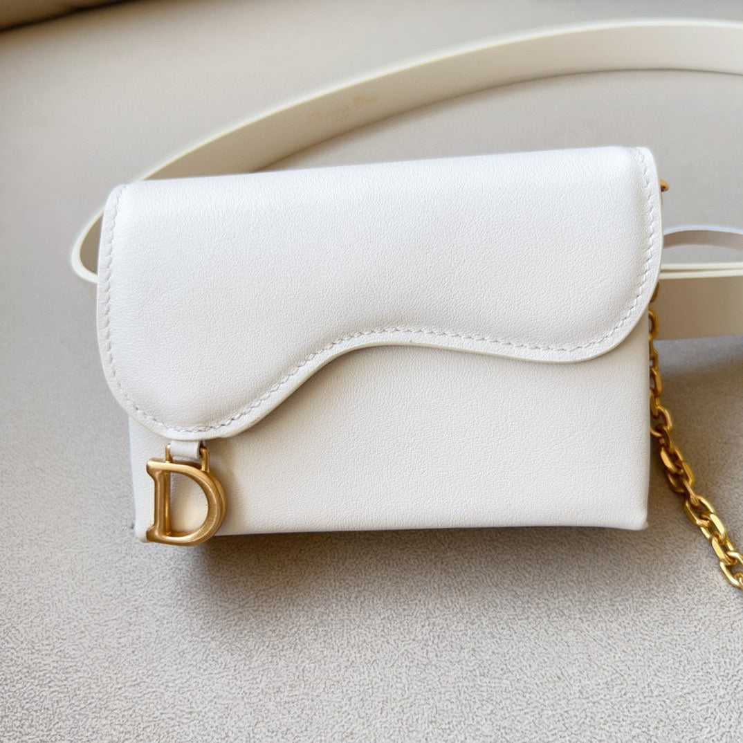 saddle removable pouch white calfskin 20mm belt