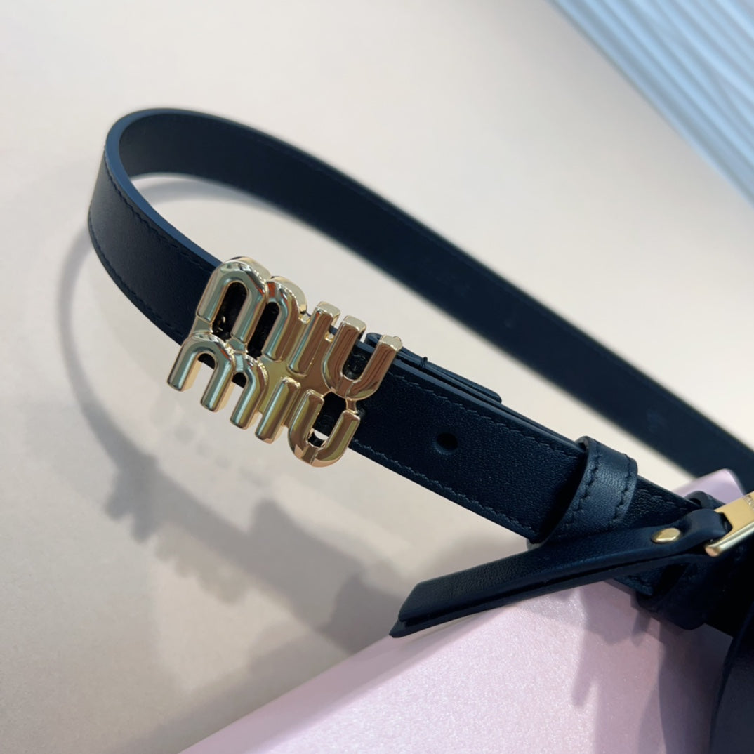 miu black belt 20mm with matelasse pouch